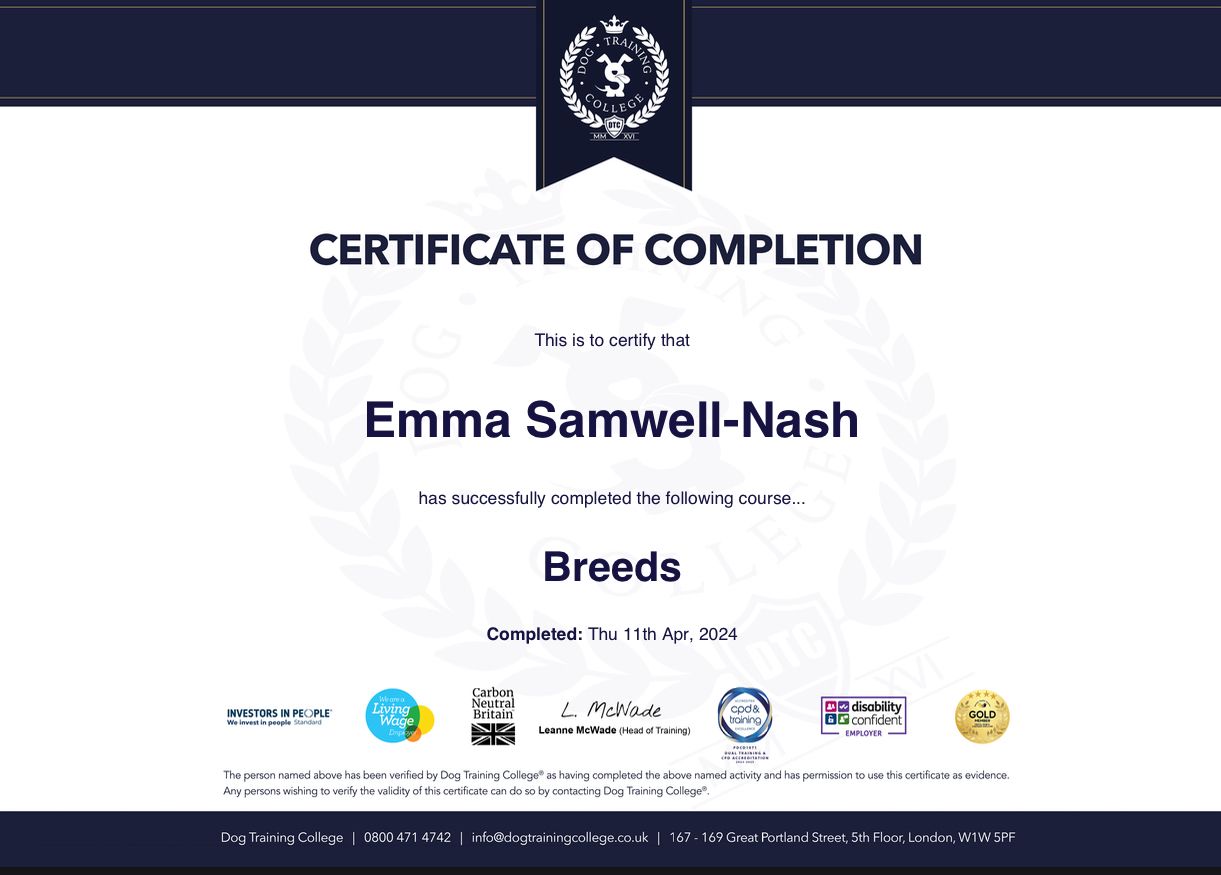 Certificate: Dog Breeds