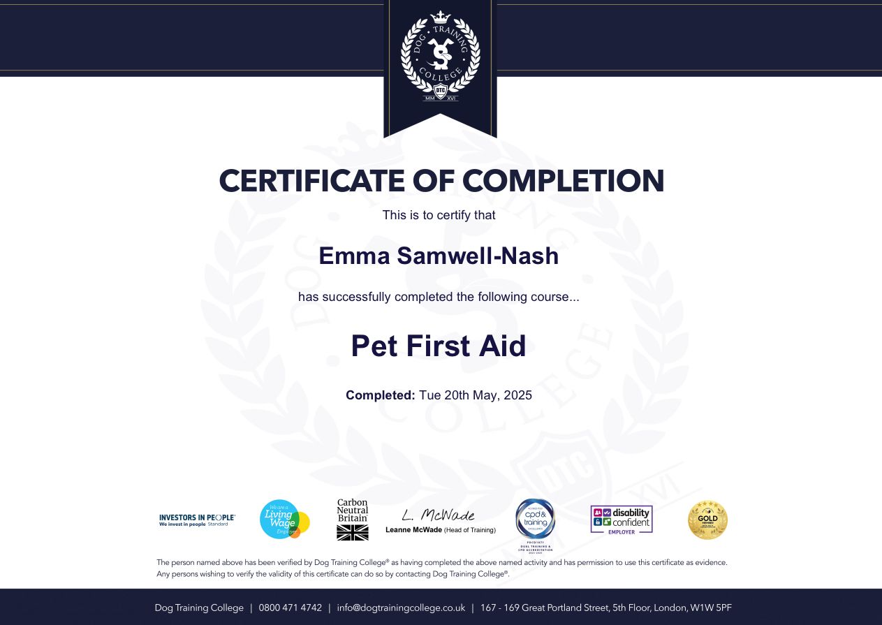 Certificate: Pet First Aid